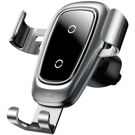 Бездротовий зарядний пристрій Baseus Metal Gravity з технологією Qi 10W Сріблястий