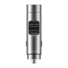 FM-трансмиттер Baseus Energy Column 2в1 MP3 Car Charger Bluetooth 5.0 2USB (3.1A) 15W Серебристый