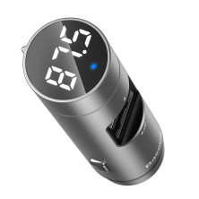 FM-трансмиттер Baseus Energy Column 2в1 MP3 Car Charger Bluetooth 5.0 2USB (3.1A) 15W Серебристый