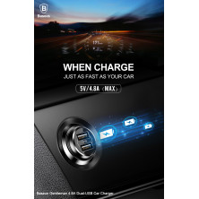 Автомобильное зарядное устройство Baseus Gentleman 2USB 4.8A Черный  (CCALL-GB01)