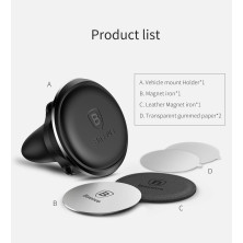 Автотримач для телефону магнітний Baseus Magnetic Air Vent в повітропровід з тримачем для кабелю Чорний