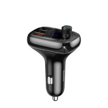 FM-трансмиттер Baseus T-Typed MP3 Car Charger S-13 Bluetooth 5.0 2USB(3.4A) + 1Type-C(5А) QC3.0 / QC4.0 36W Черный