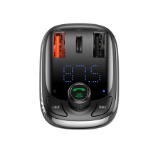 FM-трансмиттер Baseus T-Typed MP3 Car Charger S-13 Bluetooth 5.0 2USB(3.4A) + 1Type-C(5А) QC3.0 / QC4.0 36W Черный