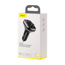 FM-трансмиттер Baseus T-Typed MP3 Car Charger S-13 Bluetooth 5.0 2USB(3.4A) + 1Type-C(5А) QC3.0 / QC4.0 36W Черный