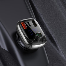 FM-трансмиттер Baseus T-Typed MP3 Car Charger S-13 Bluetooth 5.0 2USB(3.4A) + 1Type-C(5А) QC3.0 / QC4.0 36W Черный