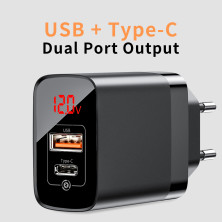 Сетевое зарядное устройство Baseus Mirror Lake PPS QC3.0+PD3.0 18W USB+Type-C 3A Черный
