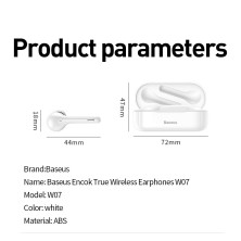 Беспроводные TWS Bluetooth наушники Baseus Encok W07 Белые