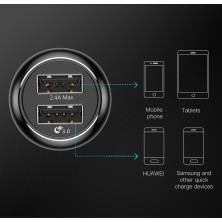 Автомобильное зарядное устройство Baseus Gentry QC 3.0 25W 2USB 3A Черный (CCALL-GC01)