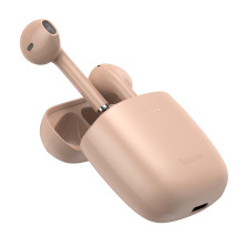 Беспроводные Bluetooth наушники Baseus Encok TWS W04 Pro с функцией беспроводной зарядки Qi Розовый