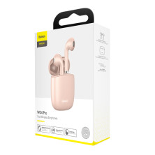 Беспроводные Bluetooth наушники Baseus Encok TWS W04 Pro с функцией беспроводной зарядки Qi Розовый