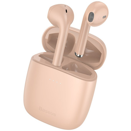 Беспроводные Bluetooth наушники Baseus Encok TWS W04 Pro с функцией беспроводной зарядки Qi Розовый