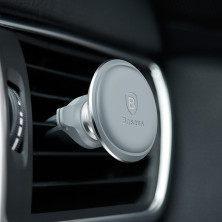 Автодержатель для телефона магнитный Baseus Magnetic Air Vent в воздуховод с держателем для провода Серебристый