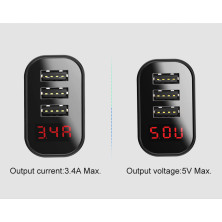 Мережевий зарядний пристрій Baseus Mirror Travel Digital Display 3USB 3.4A Чорний
