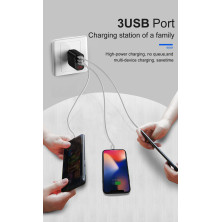 Мережевий зарядний пристрій Baseus Mirror Travel Digital Display 3USB 3.4A Чорний