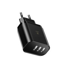 Мережевий зарядний пристрій Baseus Mirror Travel Digital Display 3USB 3.4A Чорний
