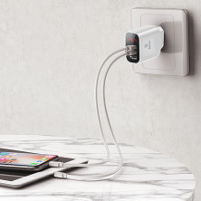 Сетевое зарядное устройство Baseus Mirror Travel Digital Display 3USB 3.4A Белый