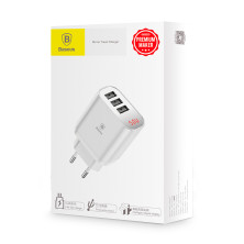 Сетевое зарядное устройство Baseus Mirror Travel Digital Display 3USB 3.4A Белый