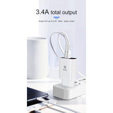 Сетевое зарядное устройство Baseus Mirror Travel Digital Display 3USB 3.4A Белый