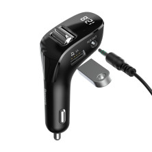 Bluetooth Baseus Streamer AUX/FM MP3 WAV авто адаптер ресивер магнитолы 2USB(3A) Черный