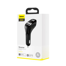 Bluetooth Baseus Streamer AUX/FM MP3 WAV авто адаптер ресивер магнитолы 2USB(3A) Черный