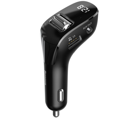 Bluetooth Baseus Streamer AUX/FM MP3 WAV авто адаптер ресивер магнитолы 2USB(3A) Черный