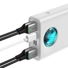 УМБ Baseus Amblight 30000mAh 65W 6A з технологією QC3.0 + PD3.0 + кабель Baseus Xiaobai series Type-C to Type-C 100W 20V/5A 1м Білий
