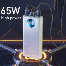 УМБ Baseus Amblight 30000mAh 65W 6A з технологією QC3.0 + PD3.0 + кабель Baseus Xiaobai series Type-C to Type-C 100W 20V/5A 1м Білий