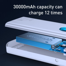 УМБ Baseus Amblight 30000mAh 65W 6A з технологією QC3.0 + PD3.0 + кабель Baseus Xiaobai series Type-C to Type-C 100W 20V/5A 1м Білий