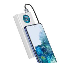 УМБ Baseus Amblight 30000mAh 65W 6A з технологією QC3.0 + PD3.0 + кабель Baseus Xiaobai series Type-C to Type-C 100W 20V/5A 1м Білий