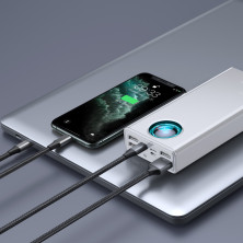 УМБ Baseus Amblight 30000mAh 65W 6A з технологією QC3.0 + PD3.0 + кабель Baseus Xiaobai series Type-C to Type-C 100W 20V/5A 1м Білий