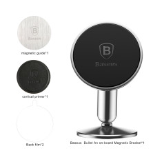 Автодержатель для телефона магнитный Baseus Bullet Magnetic на торпедо Серебристый