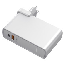 Сетевое зарядное устройство Baseus GaN 2in1 QC3.0+PD3.0 45W USB+Type-C 5A с функцией Павербанка 10000mAh + кабель Type-C 60W 20V/3A 1м Белый