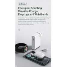 Сетевое зарядное устройство Baseus GaN 2in1 QC3.0+PD3.0 45W USB+Type-C 5A с функцией Павербанка 10000mAh + кабель Type-C 60W 20V/3A 1м Белый