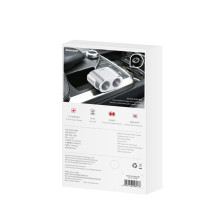 Автомобильное зарядное устройство Baseus High Efficiency 2 USB 3.1A + 2 Прикуривателя 80W Серебристый