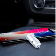 Автомобільний зарядний пристрій Baseus Circular Plastic QC 4.0 + PD3.0 30W USB + Type-C 5A Сріблястий