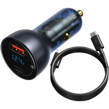Автомобільний зарядний пристрій Baseus Particular Digital QC 4.0 + PD3.0 PPS 65W USB + Type-C 5A + Кабель Type-C to Type-C 100W 20V/5A 1м Чорний