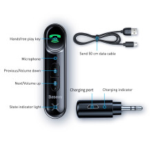 Bluetooth AUX аудиоадаптер Baseus AUX MP3 WAV авто адаптер ресивер магнитолы Черный