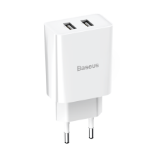 Мережевий зарядний пристрій Baseus Speed Mini Dual U Charger 2USB 2.1A 10.5W + Кабель 2.4A USB to Lightning 1м Білий