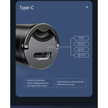 Автомобільний зарядний пристрій Baseus Tiny Star Mini QC 4.0 + PD3.0 30W Type-C 3A + Кабель 18W Type-C to Lightning 1м Сірий