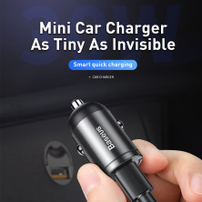 Автомобільний зарядний пристрій Baseus Tiny Star Mini QC 4.0 + PD3.0 30W Type-C 3A + Кабель 18W Type-C to Lightning 1м Сірий