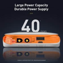 Пускозарядное устройство Бустер Baseus Car Jamp Starter Super Energy 3in1 12V 8000mAh с функцией Павербанка 5V/2.4A и LED фонарика Белый