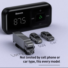 AUX/FM-трансмітер Baseus S-16 MP3 VAW авто адаптер ресивер магнітоли 2USB 3.1A Чорний