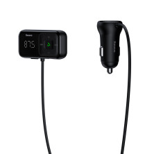 AUX/FM-трансмітер Baseus S-16 MP3 VAW авто адаптер ресивер магнітоли 2USB 3.1A Чорний