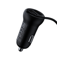 AUX/FM-трансмітер Baseus S-16 MP3 VAW авто адаптер ресивер магнітоли 2USB 3.1A Чорний