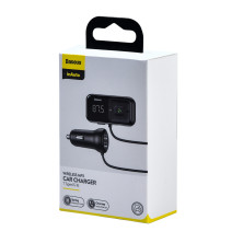 AUX/FM-трансмітер Baseus S-16 MP3 VAW авто адаптер ресивер магнітоли 2USB 3.1A Чорний