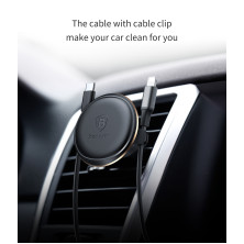 Автодержатель для телефона магнитный Baseus Magnetic Air Vent в воздуховод с держателем для провода Золотистый