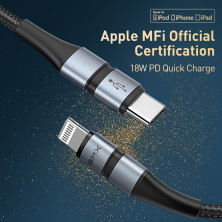 Кабель Baseus BMX Double-deck MFi certified Cable Type-C to Lightning PD 18W 2,4А 1,2m Чорний