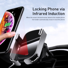 Бездротовий зарядний пристрій Baseus Rock-solid Electric Holder з технологією Qi 10W Сріблястий