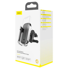 Бездротовий зарядний пристрій Baseus Rock-solid Electric Holder з технологією Qi 10W Сріблястий