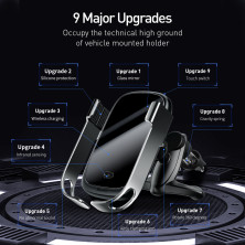 Бездротовий зарядний пристрій Baseus Rock-solid Electric Holder з технологією Qi 10W Сріблястий